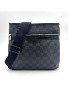Louis Vuitton Thomas Damier Graphite Leather Black Shoulder Bag Silver